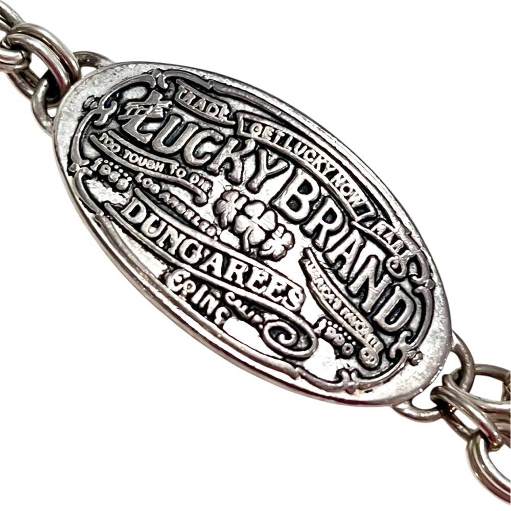 RARE Vintage Lucky Brand Dungarees Silver Chain Logo Bracelet 1990 - Picture 5 of 8